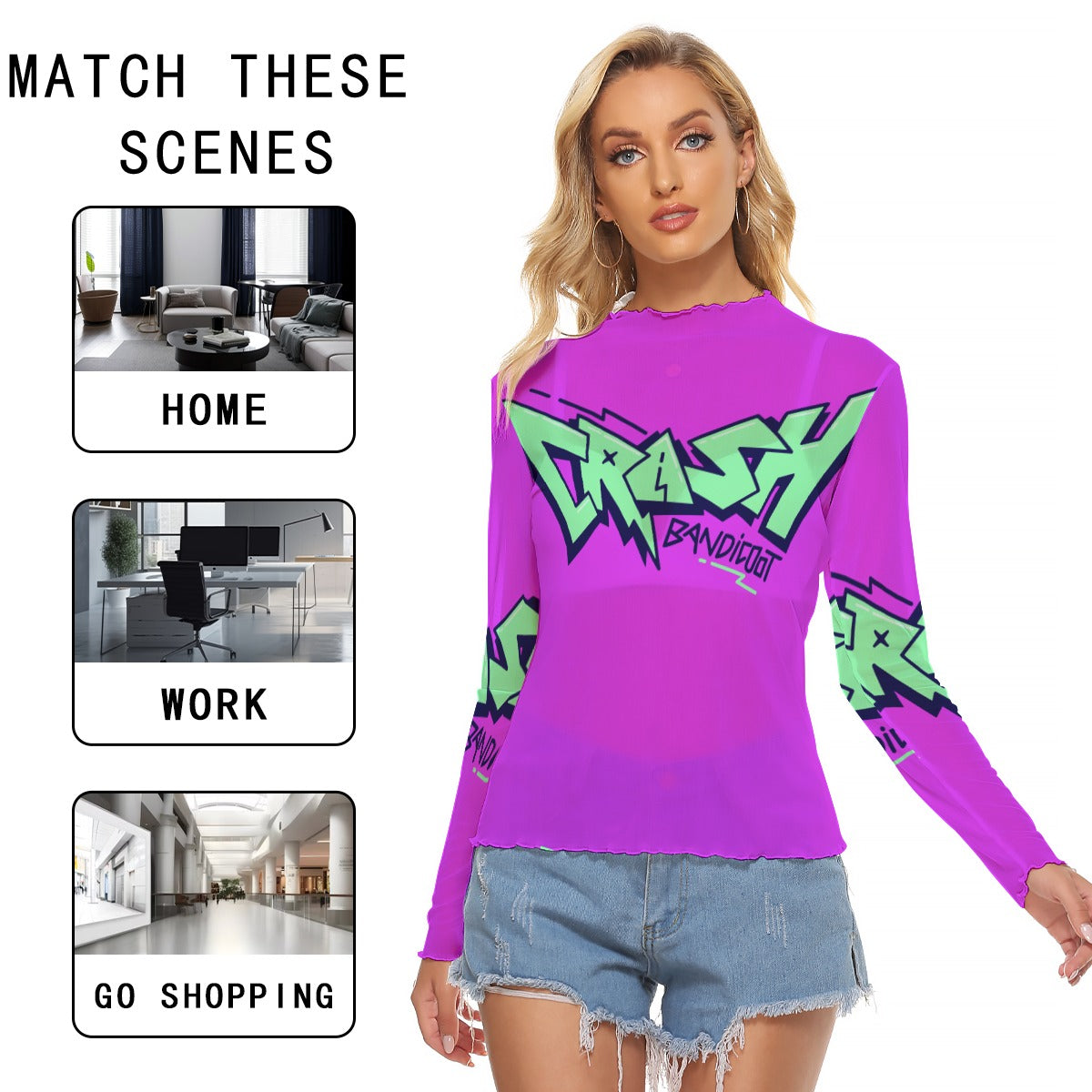 Juniors Womens Mesh Long Sleeve Bad Society Shirt Blouse