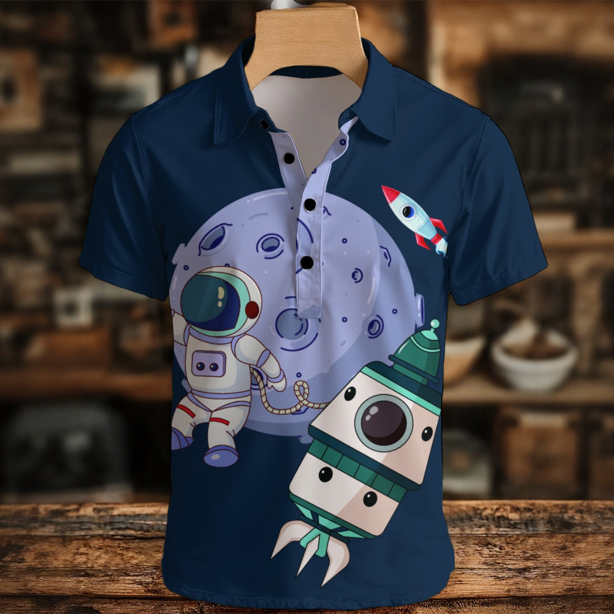 Men's Button Collar Shirt Big Print Style From Shopopie