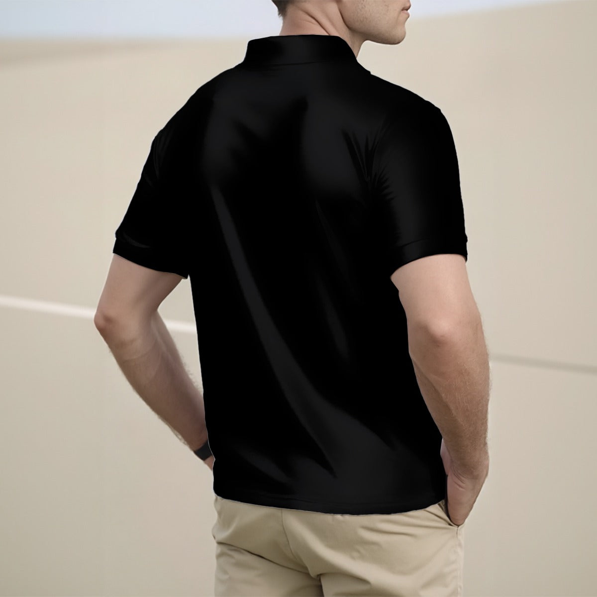 Timms All Black Men's Half Zip Polo Shirt With Short Sleeve