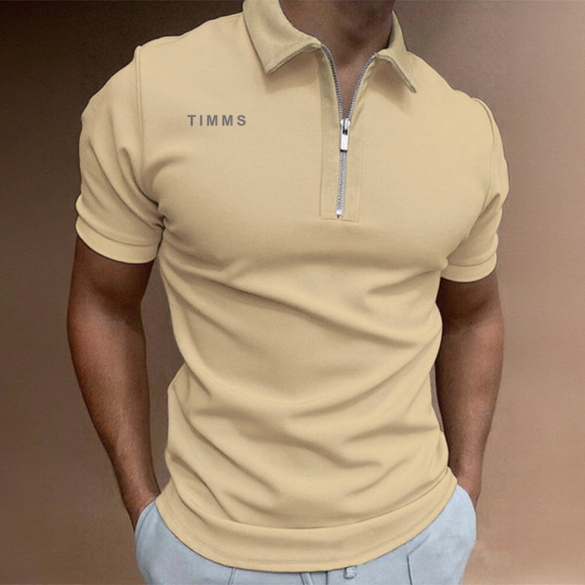 TIMMS Men's Half Zip Polo Shirt With Short Sleeve
