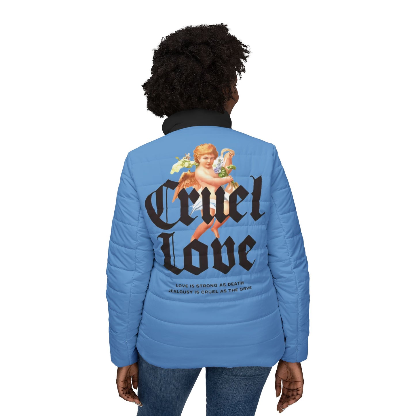 Cruel Love Women's Puffer Jacket - Cozy Outerwear Trendy Gift for Her, Winter Fashion, Street Style, Unique Design Bad Society