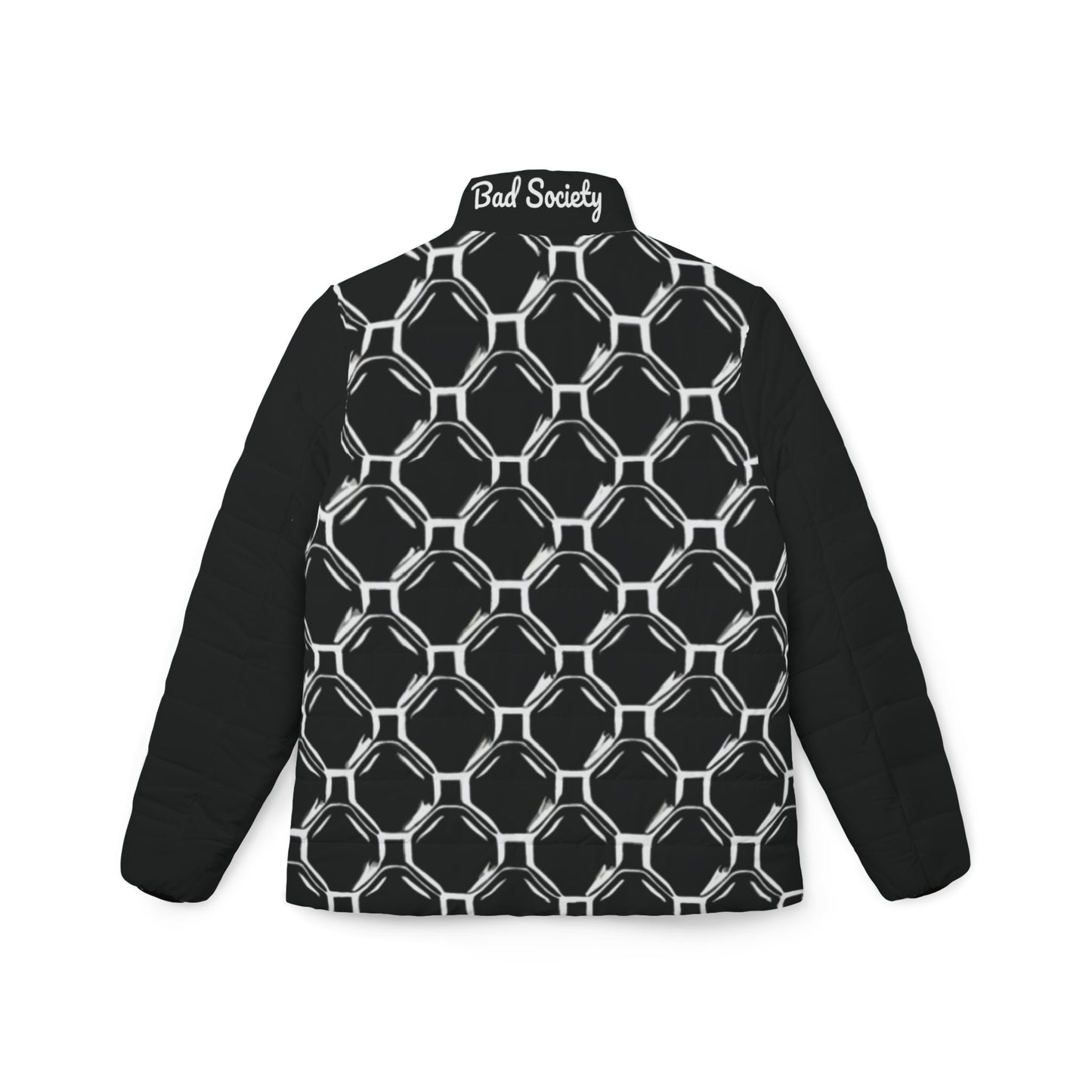 Bad Society Women's Puffer Chain Link Design Lite-Weight Puff Jacket Coat