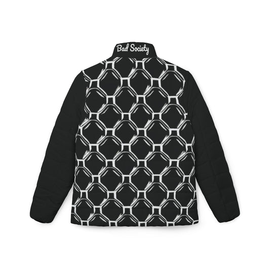 Bad Society Women's Puffer Chain Link Design Lite-Weight Puff Jacket Coat