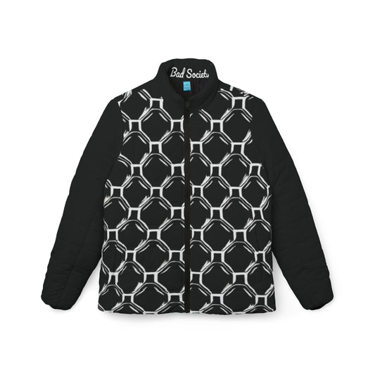 Bad Society Women's Puffer Chain Link Design Lite-Weight Puff Jacket Coat