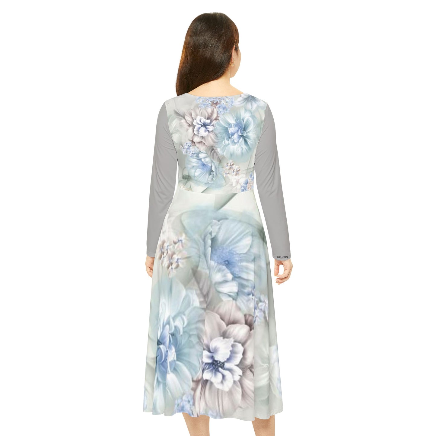 Women's Long Sleeve Flower Dress Small to 2X with Bucket Backside Design by 1Conteure