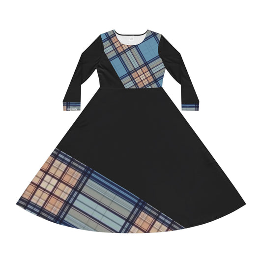 Women's Long Sleeve Formal Party Dress with Flair Design by Bag Abby