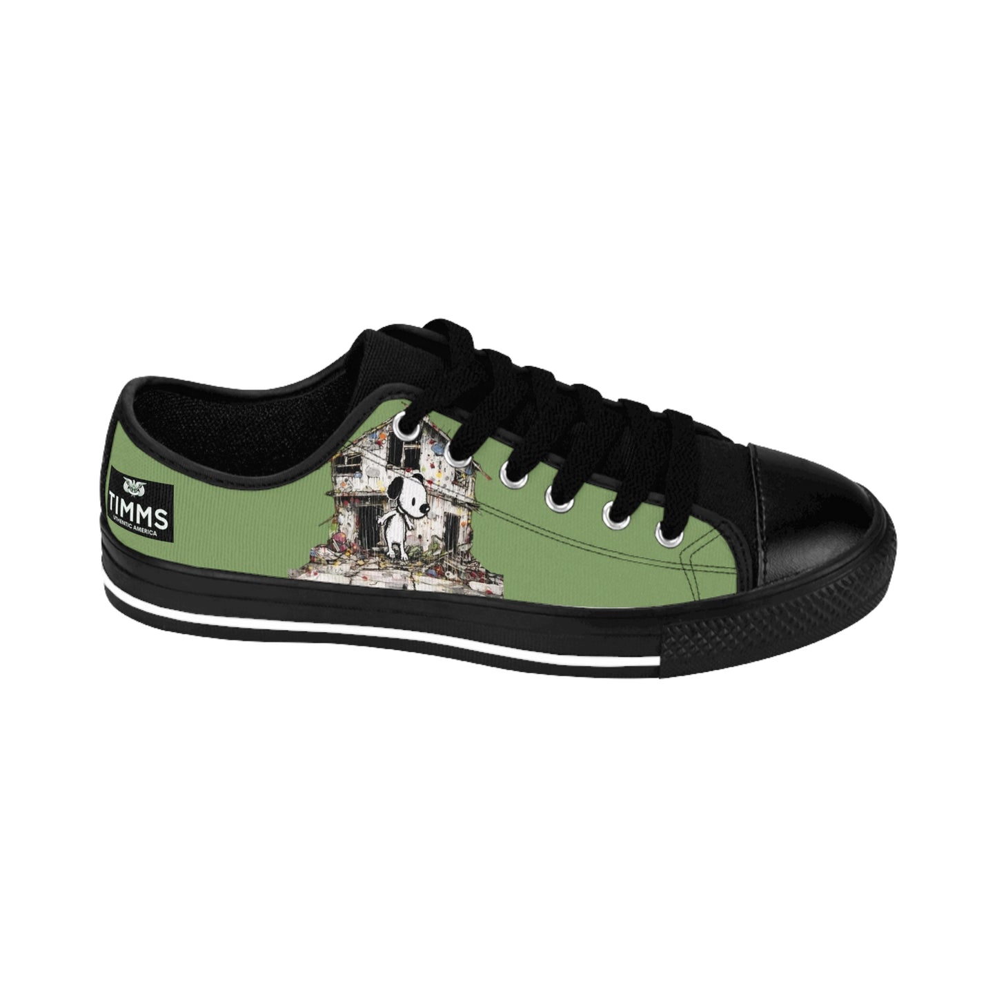 TIMMS Uthentic America Mens Green Days 2024 Canvas Sneakers - Unique Footwear For Modern Men's Style