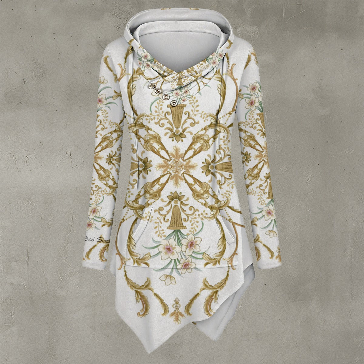 Bad Society Women's Asymmetric Hem Elegant Style Hoodie