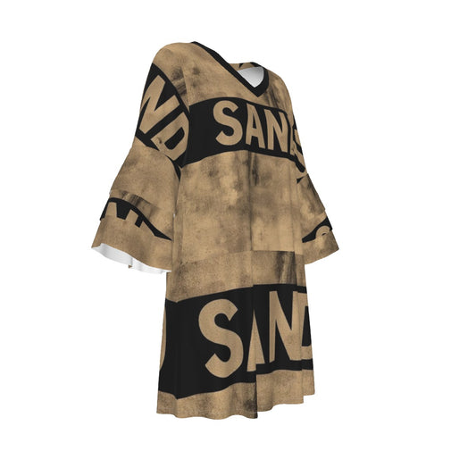 Women's Stacked Ruffle Sleeve Sand Dress