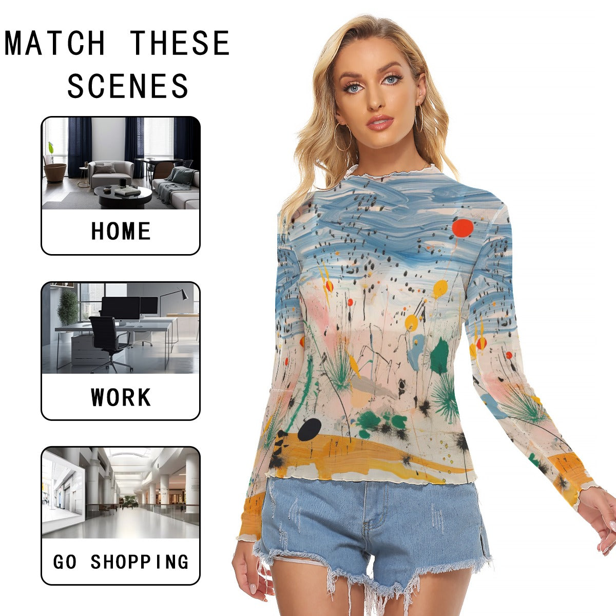 Shopopie Plus Size Long Sleeve Mesh Style High Fashion Style Top Sexy Affordable Stylish Trending Ladies
