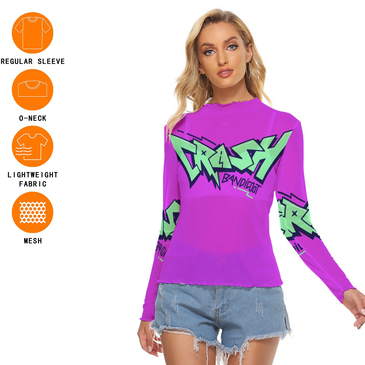 Juniors Womens Mesh Long Sleeve Bad Society Shirt Blouse