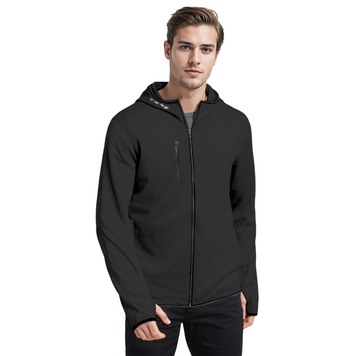 UMMS Big X Unisex Men's Style Hoodie with High Collar  XL Size Thumb-Hole Long Sleeves Durability Designer Jacket