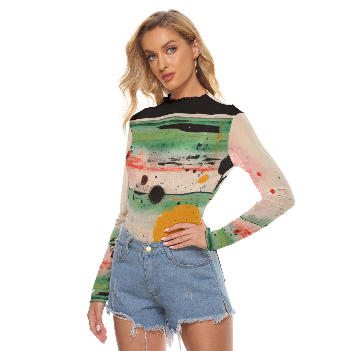 Shopopie Long Sleeve Mesh Style High Fashion Style Top Sexy Affordable Stylish Trending Ladies
