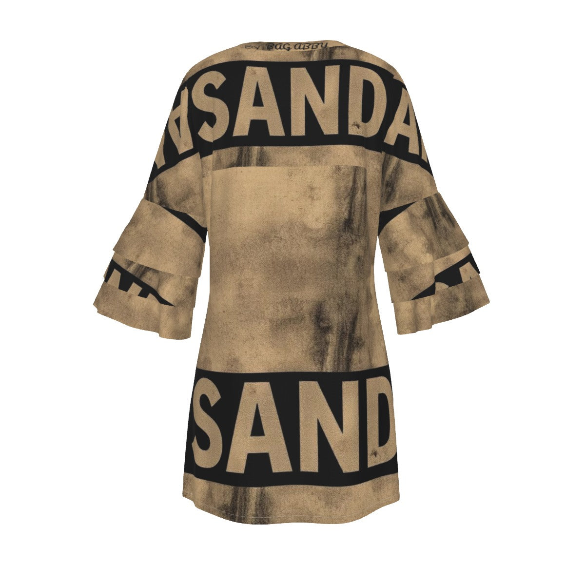 Women's Stacked Ruffle Sleeve Sand Dress