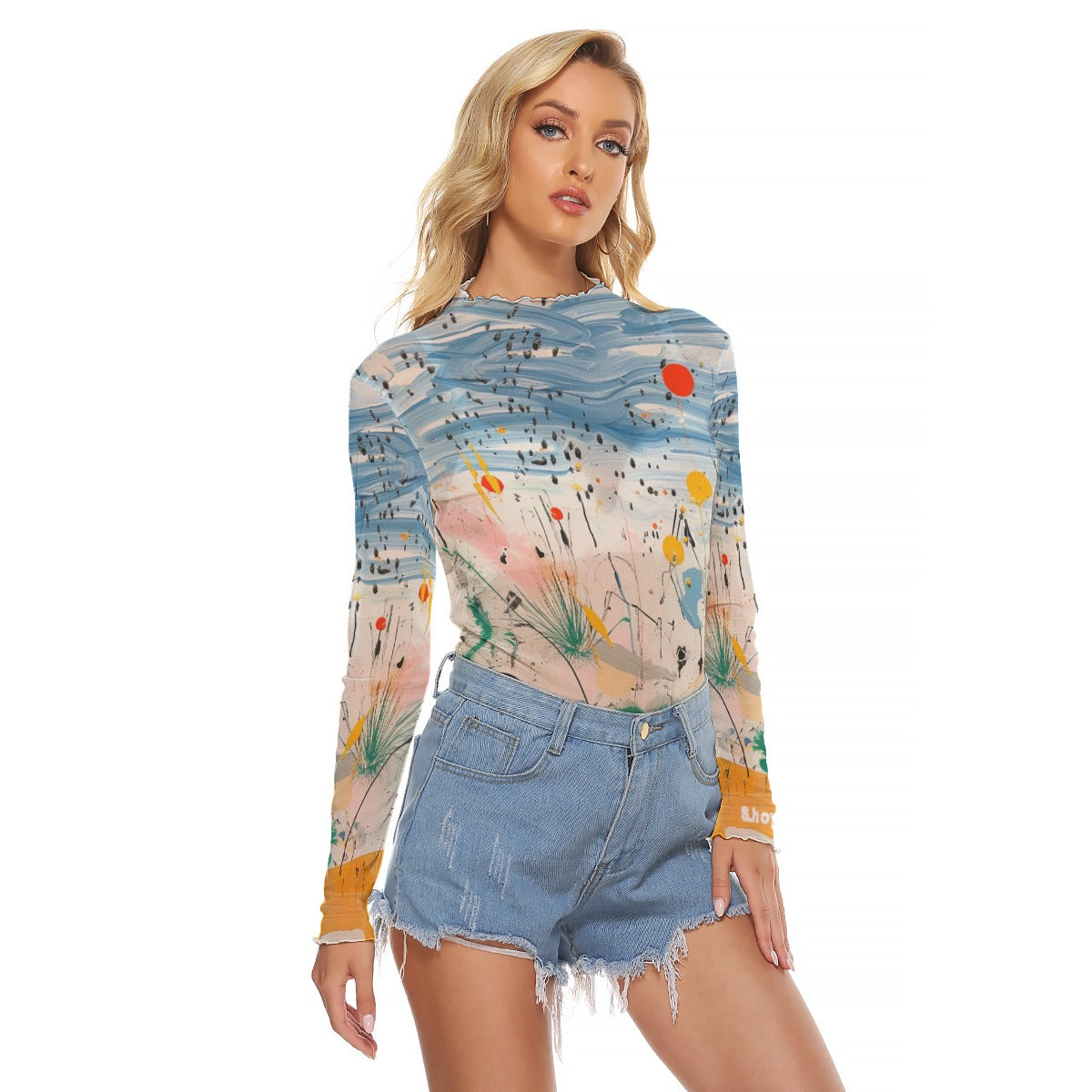 Shopopie Plus Size Long Sleeve Mesh Style High Fashion Style Top Sexy Affordable Stylish Trending Ladies
