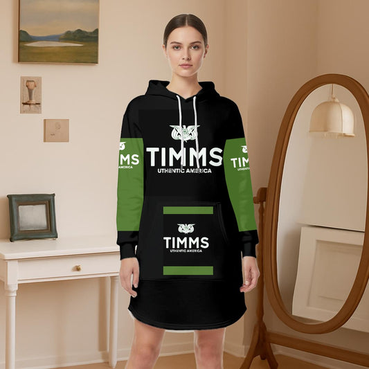 TIMMS Uthentic America Women’s Hoodie Dress With Fleece|GriGreen