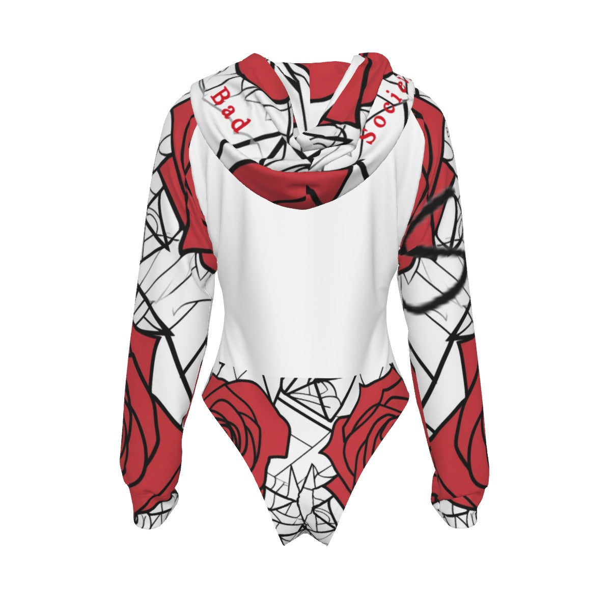 Women's Raglan Sleeve Hooded Bad Society by Bag Abby Bodysuit