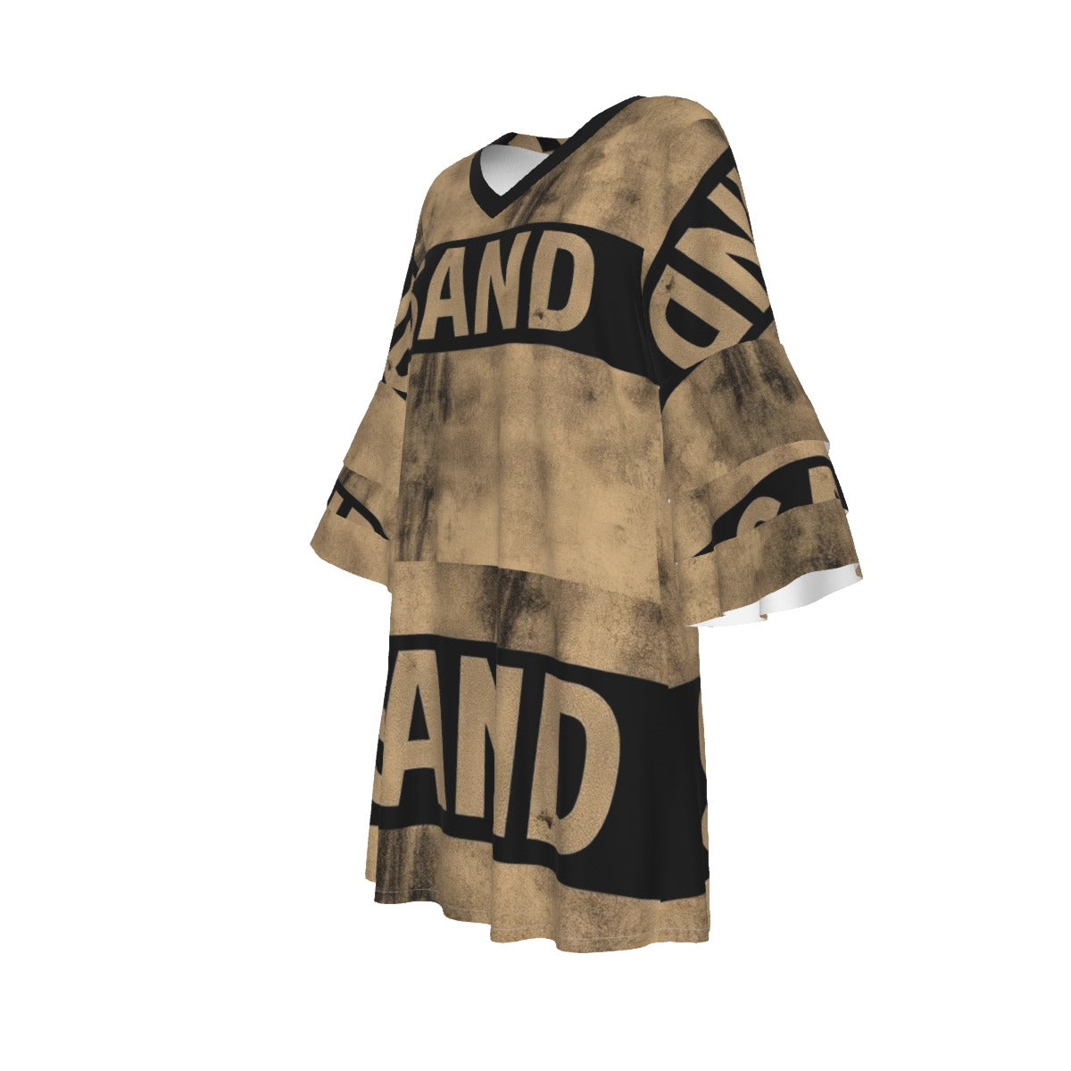 Women's Stacked Ruffle Sleeve Sand Dress