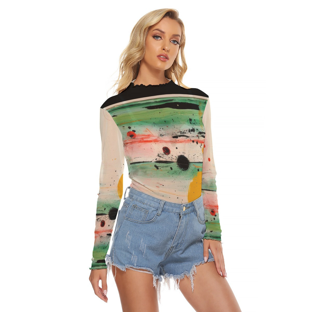 Shopopie Long Sleeve Mesh Style High Fashion Style Top Sexy Affordable Stylish Trending Ladies