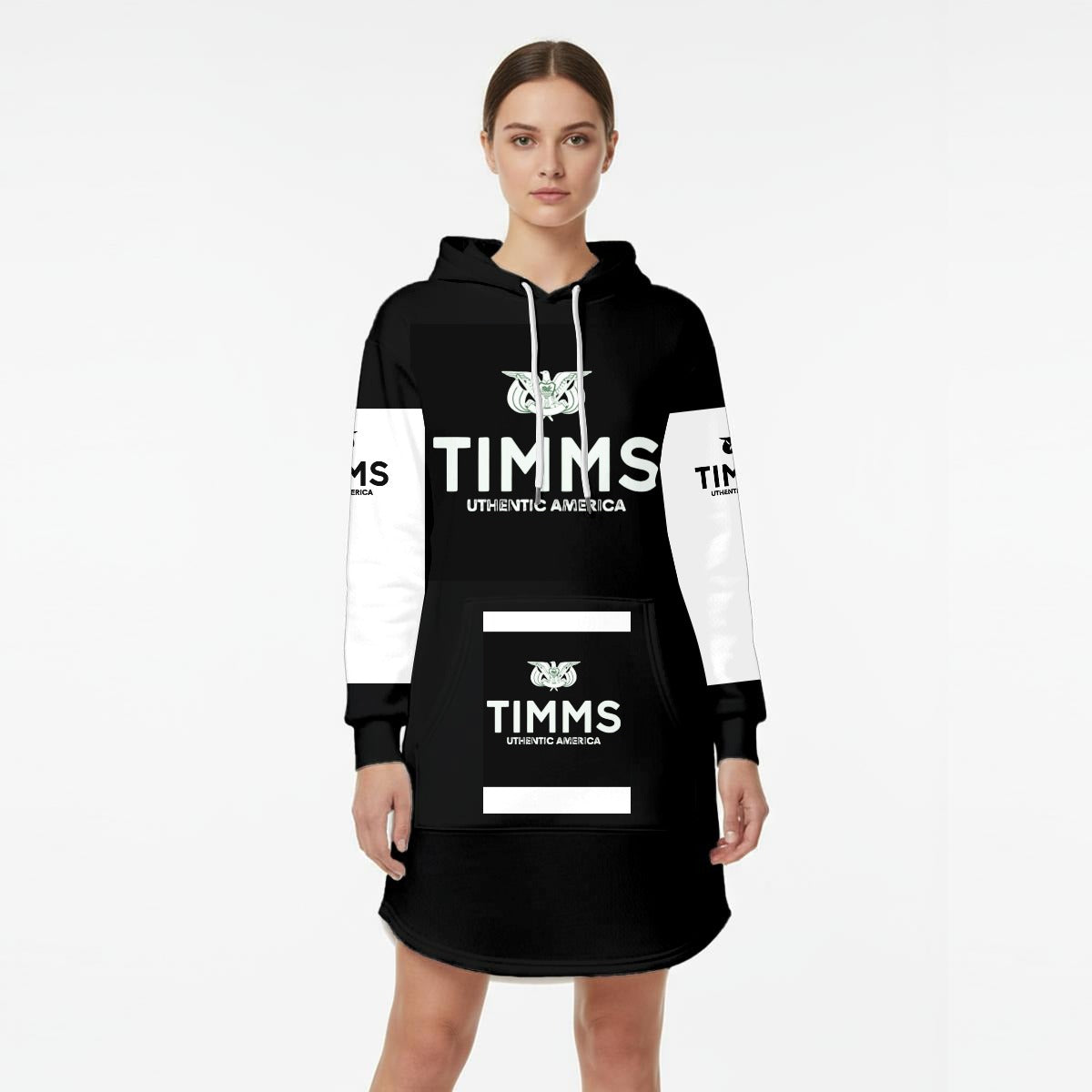 TIMMS Uthentic America Women’s Hoodie Dress With Fleece|Bl/Wht