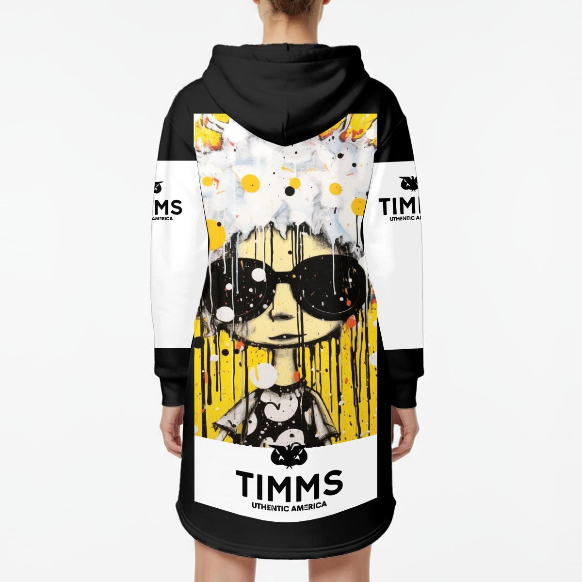 TIMMS Uthentic America Women’s Hoodie Dress With Fleece|Bl/Wht