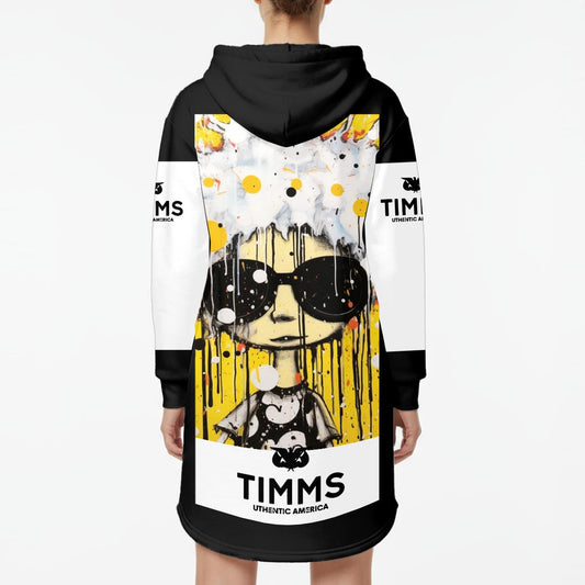 TIMMS Uthentic America Women’s Hoodie Dress With Fleece|Bl/Wht