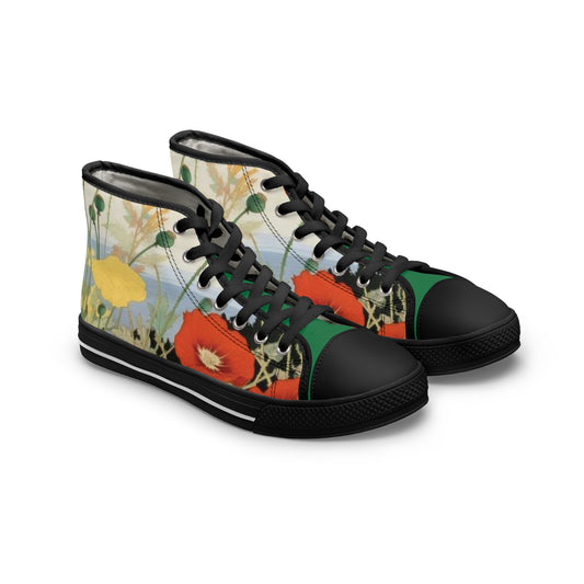Timms Flowers Women's Canvas Style  High Top Sneakers