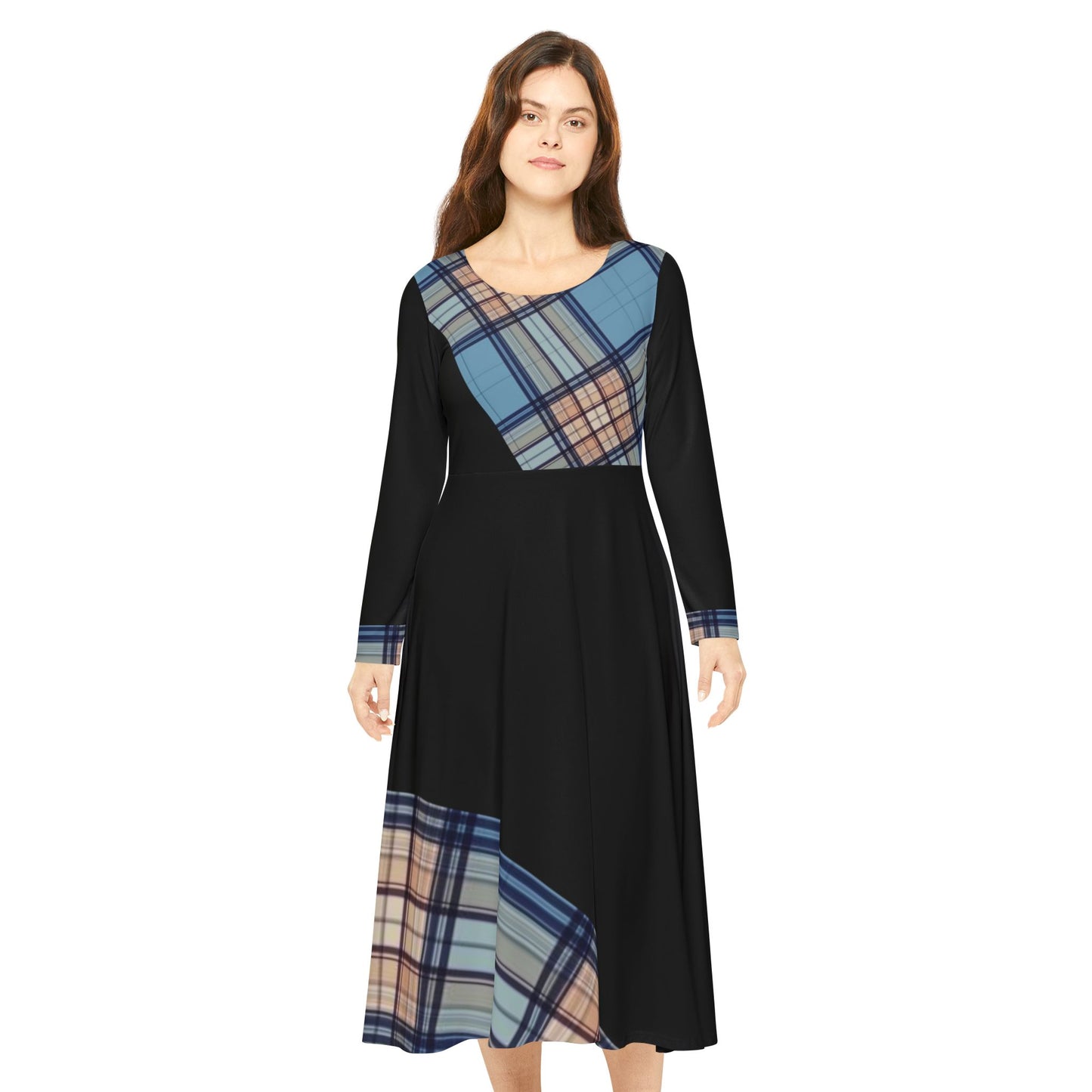 Women's Long Sleeve Formal Party Dress with Flair Design by Bag Abby