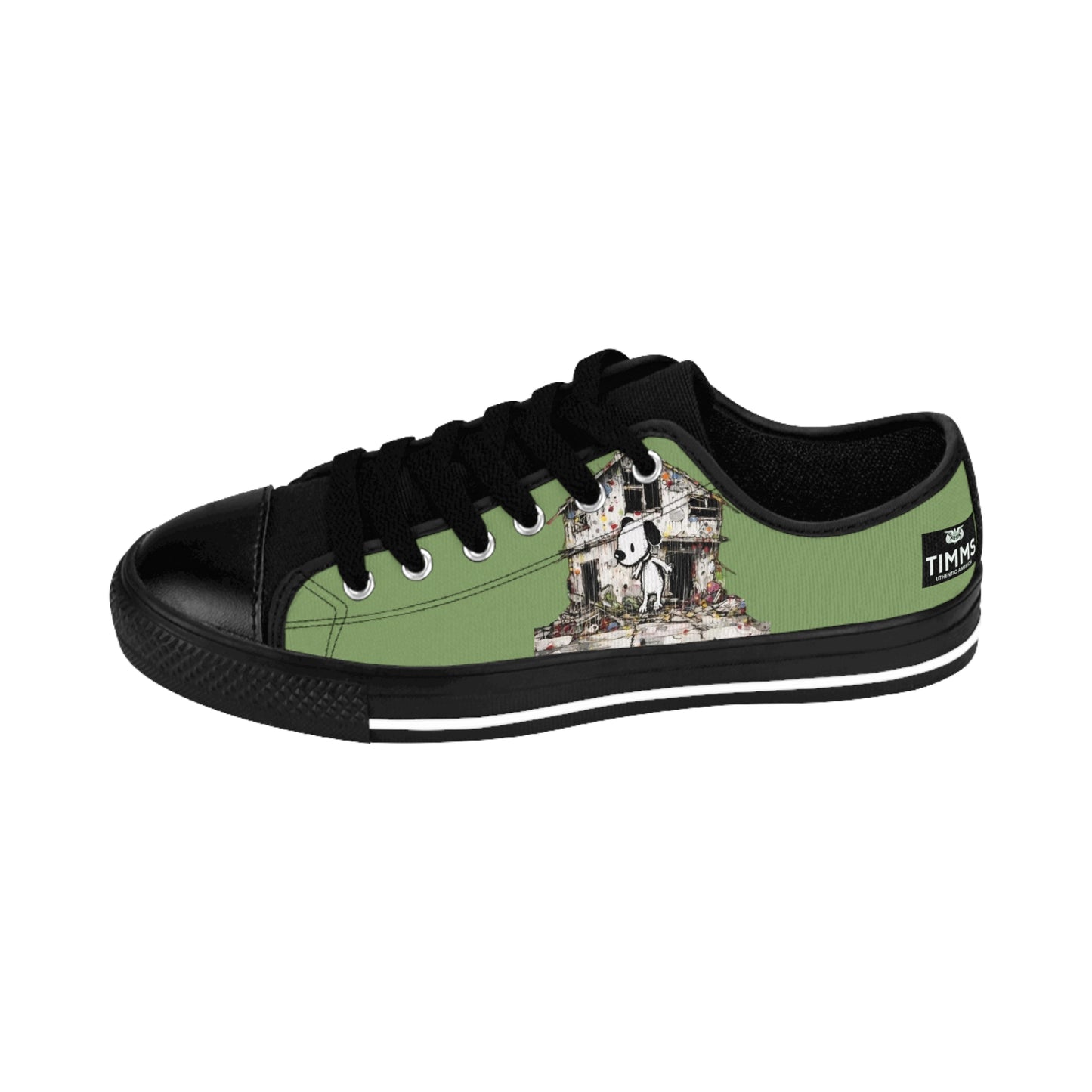 TIMMS Uthentic America Mens Green Days 2024 Canvas Sneakers - Unique Footwear For Modern Men's Style