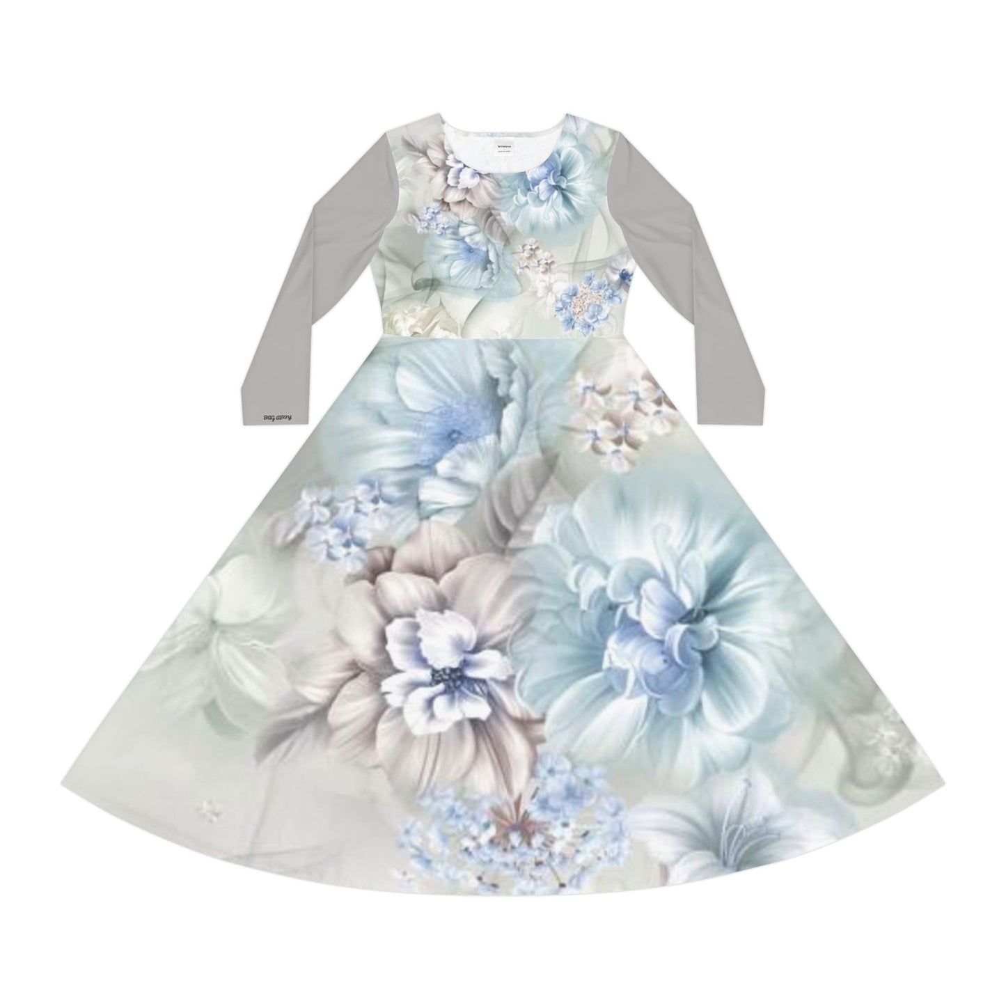 Women's Long Sleeve Flower Dress Small to 2X with Bucket Backside Design by 1Conteure