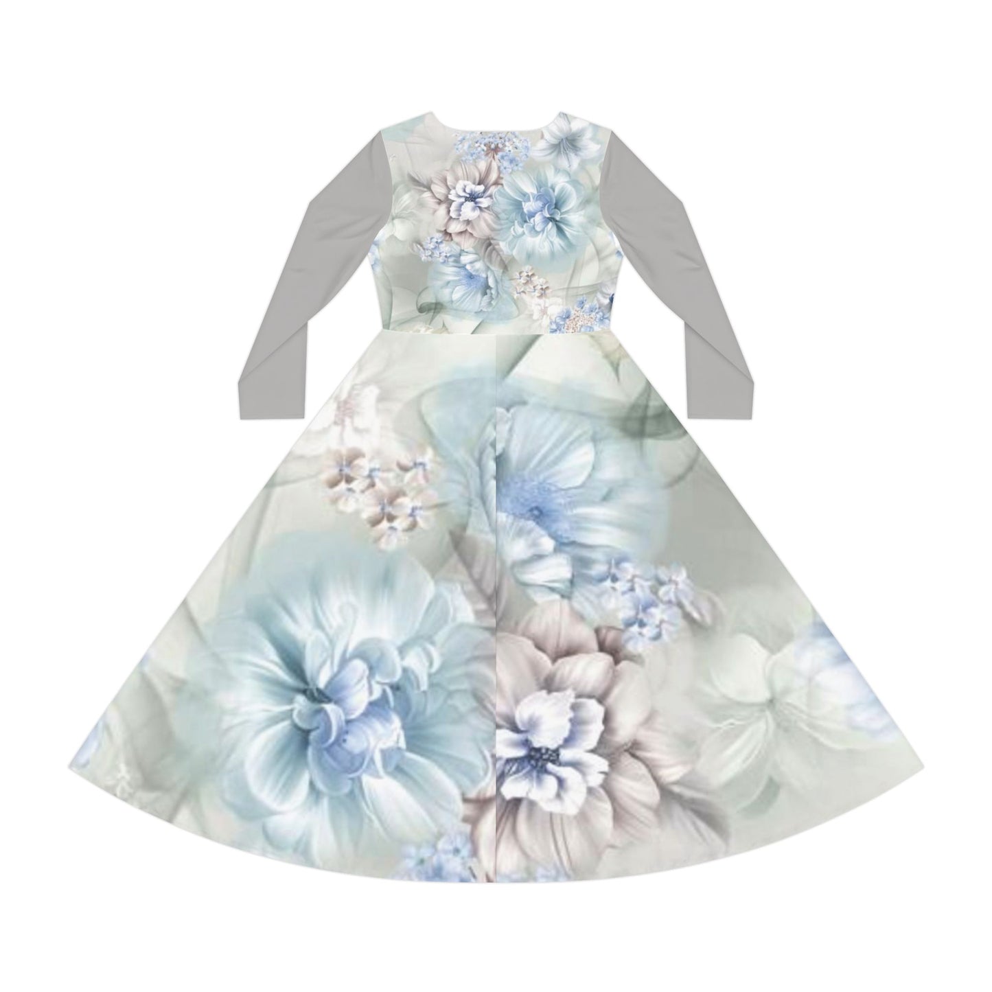 Women's Long Sleeve Flower Dress Small to 2X with Bucket Backside Design by 1Conteure