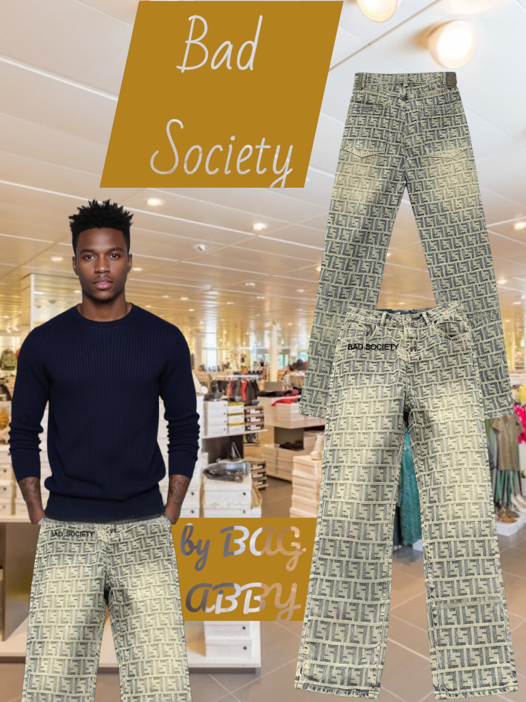 Bad Society Blue Denim Laqur Letter Jeans Mens Acid Wash Style WHOLESALE ONLY