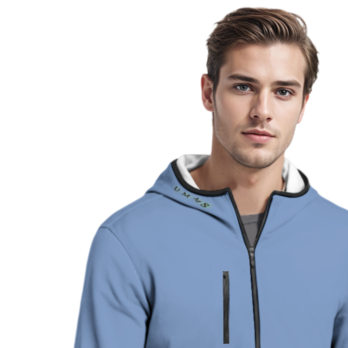UMMS Unisex Men's Style Hoodie with High Collar Thumb-Hole Long Sleeves Durability Designer Jacket