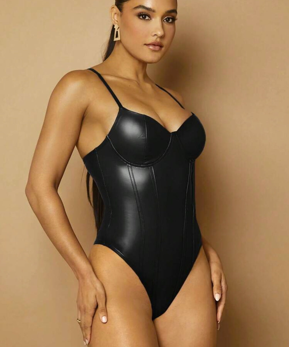 Sexy PU Vegan PU Leather Super Classy Body Suit by Bag Abby