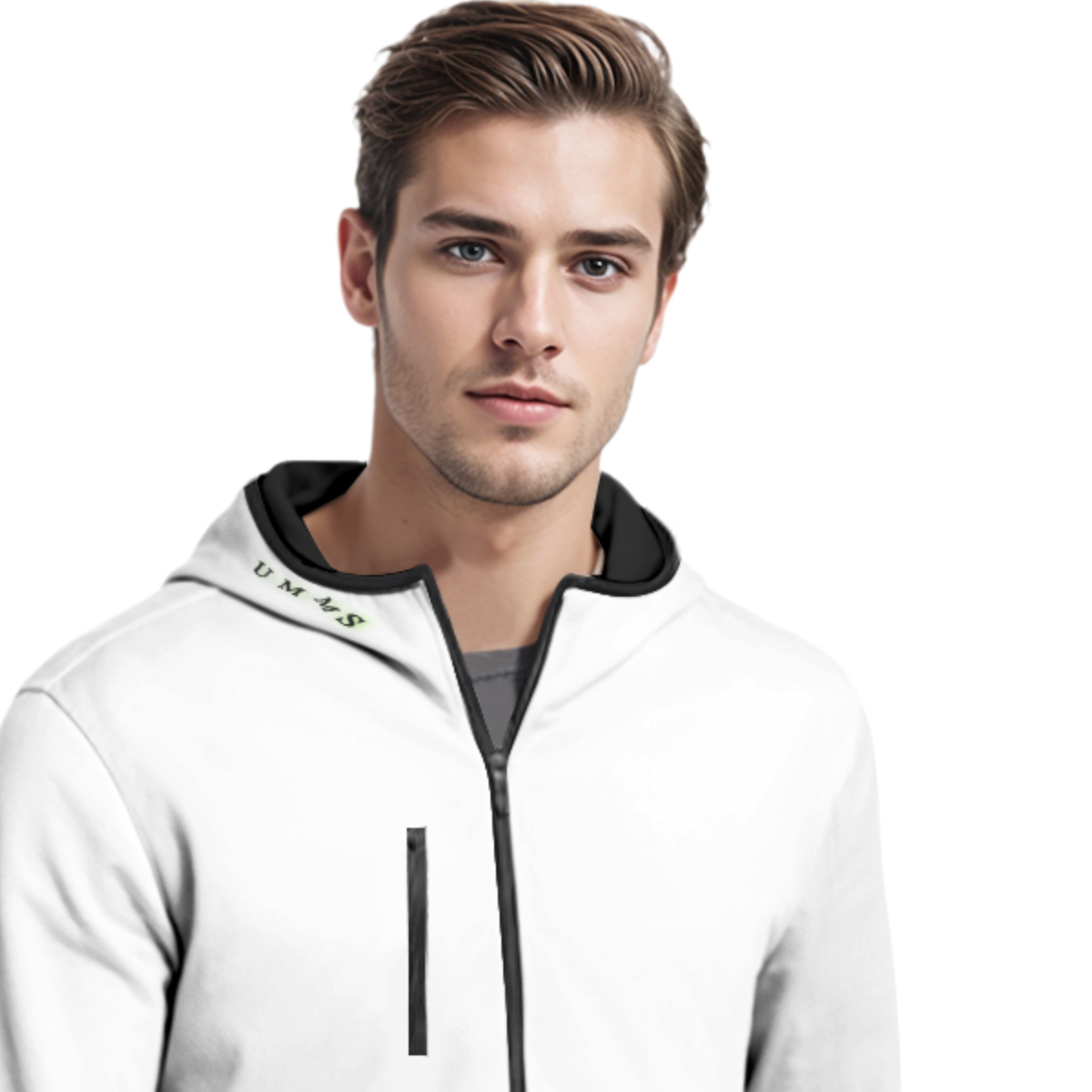 UMMS Unisex Men's Style Hoodie with High Collar Thumb-Hole Long Sleeves Durability Designer Jacket