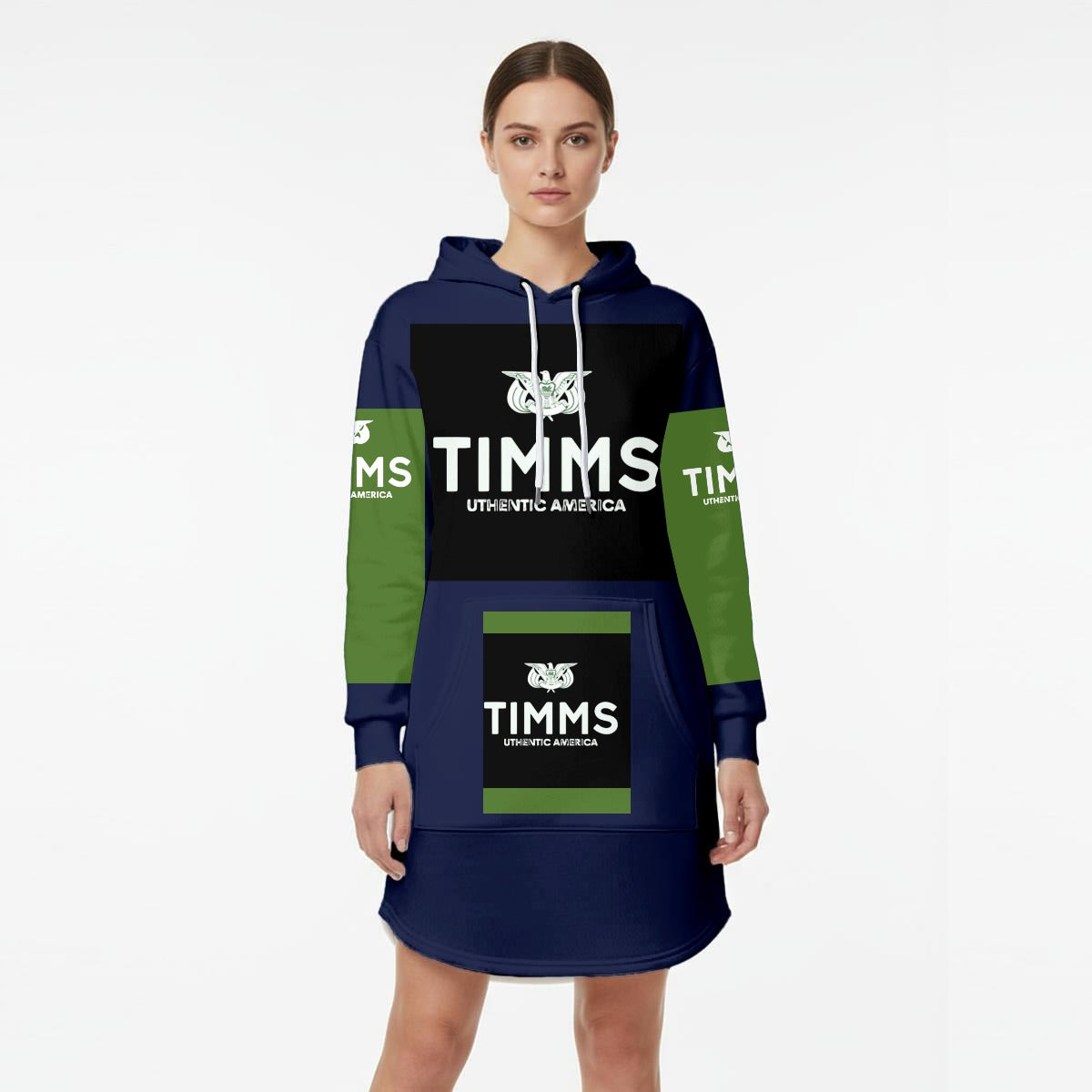 TIMMS Uthentic America Women’s Hoodie Dress With Fleece|GriGreen